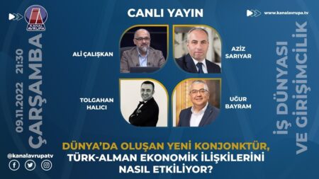 Youtube Thumbnail zeigt ATİAD Vorstandsmitglieder und Ali Çalışkan live auf Kanal Avrupa